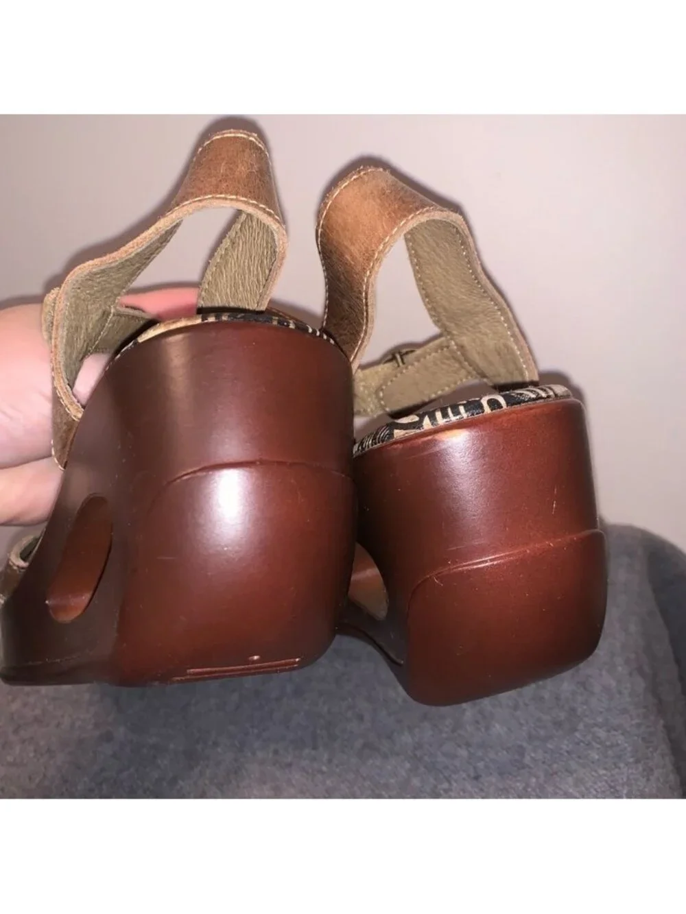 Fly London Wooden Wedge Leather Sandals Brown 40